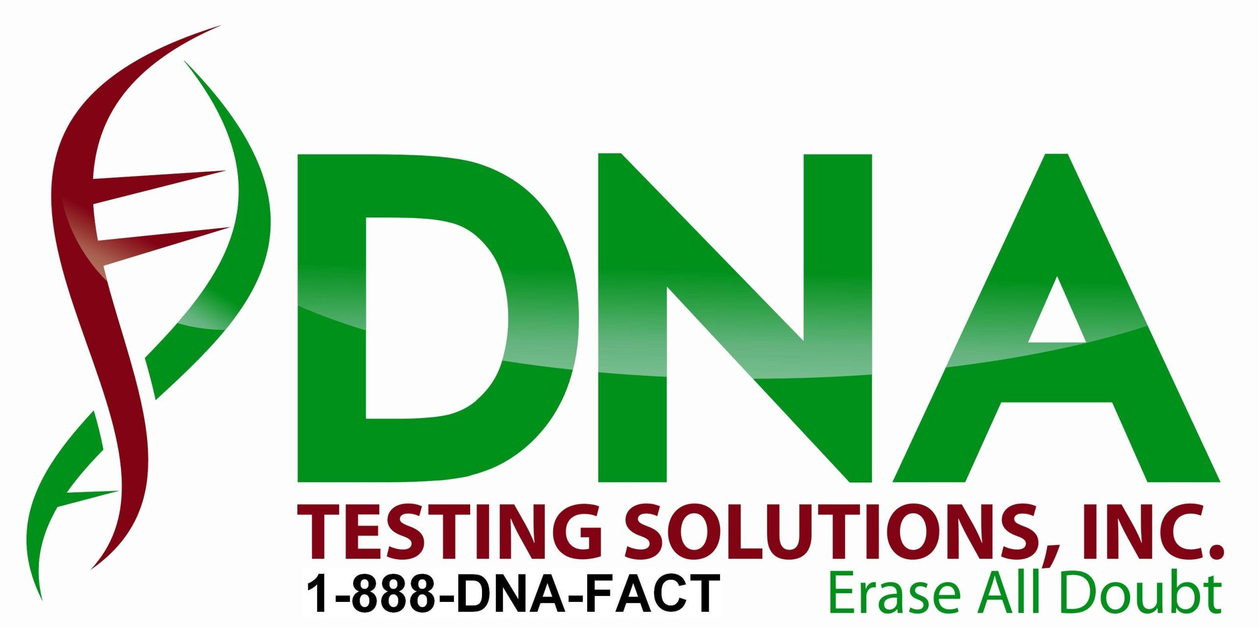 DNA Testing Solutions logo and contact info